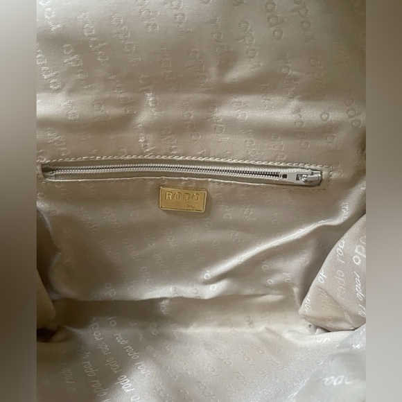 Rodo Gold Leather Evening Bag, Gold Chain Shoulder Strap Swarovski Crystal Mint - Picture 9 of 11